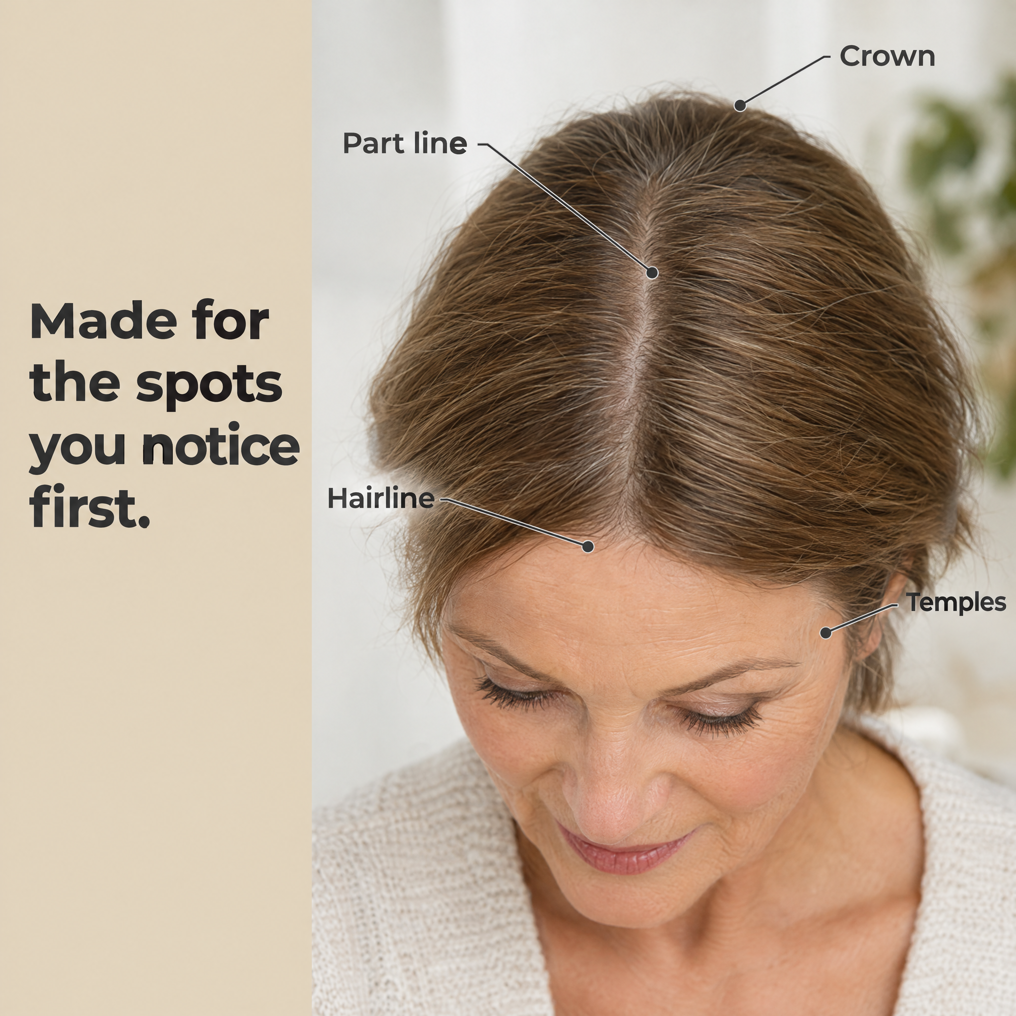 Where to use: part line, crown, temples, hairline